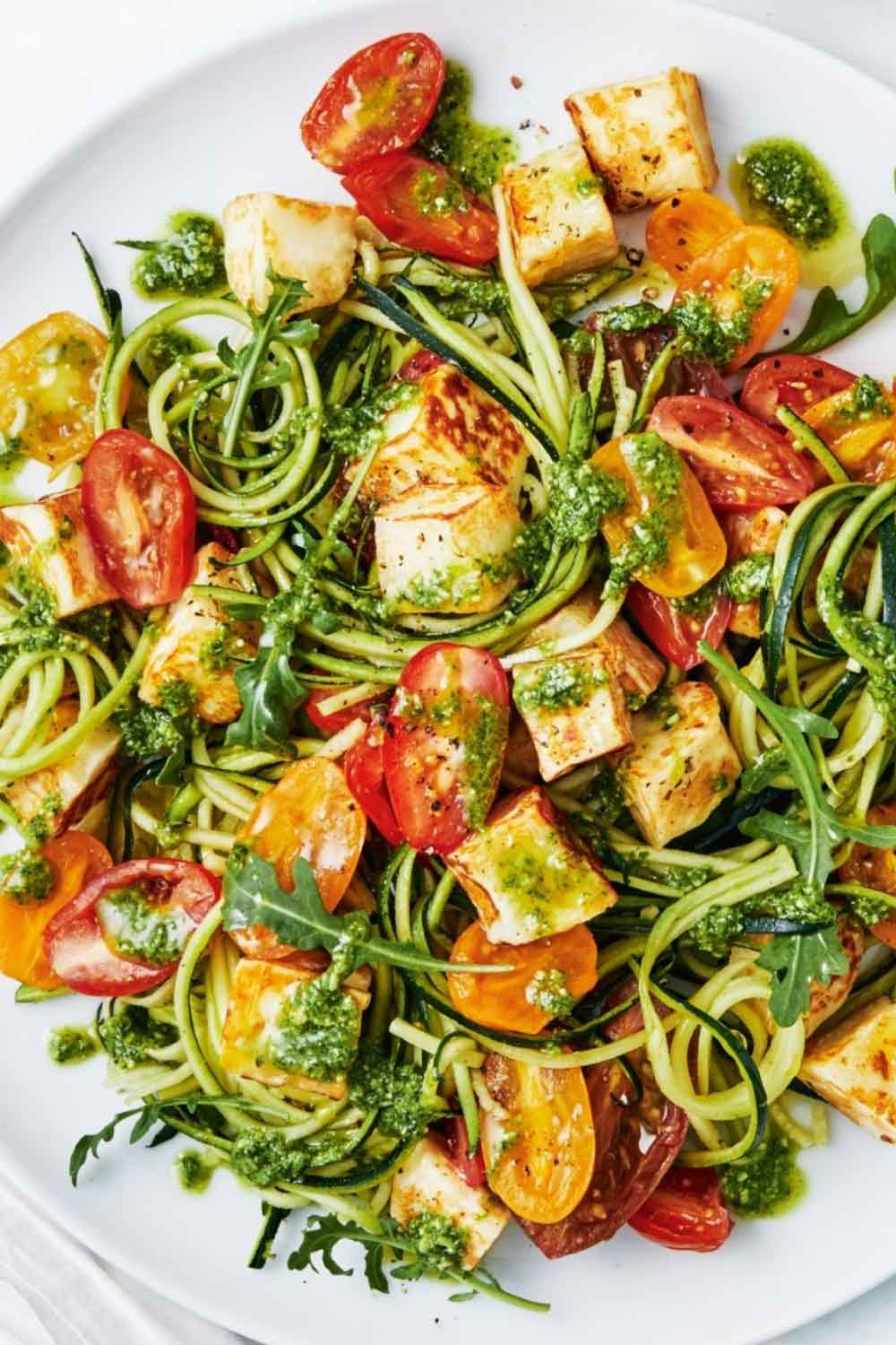 Haloumi 'bacon' and Broccolini With Sweet Potato Noodles