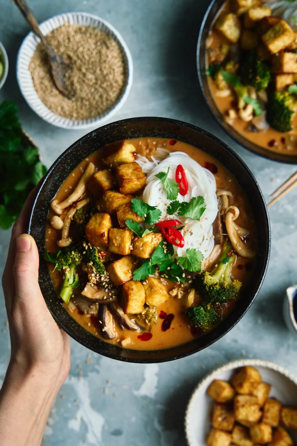 Spiced Coconut Tofu With Pumpkin and Broccolini