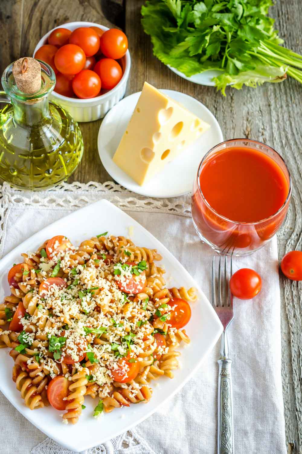 Two-Cheese Fusilli with Marinated Tomatoes