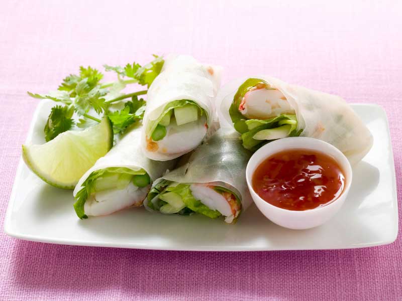 Veggie Spring Rolls with Sweet Chili Sauce