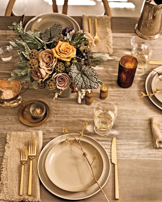 Gold and Brass table decor